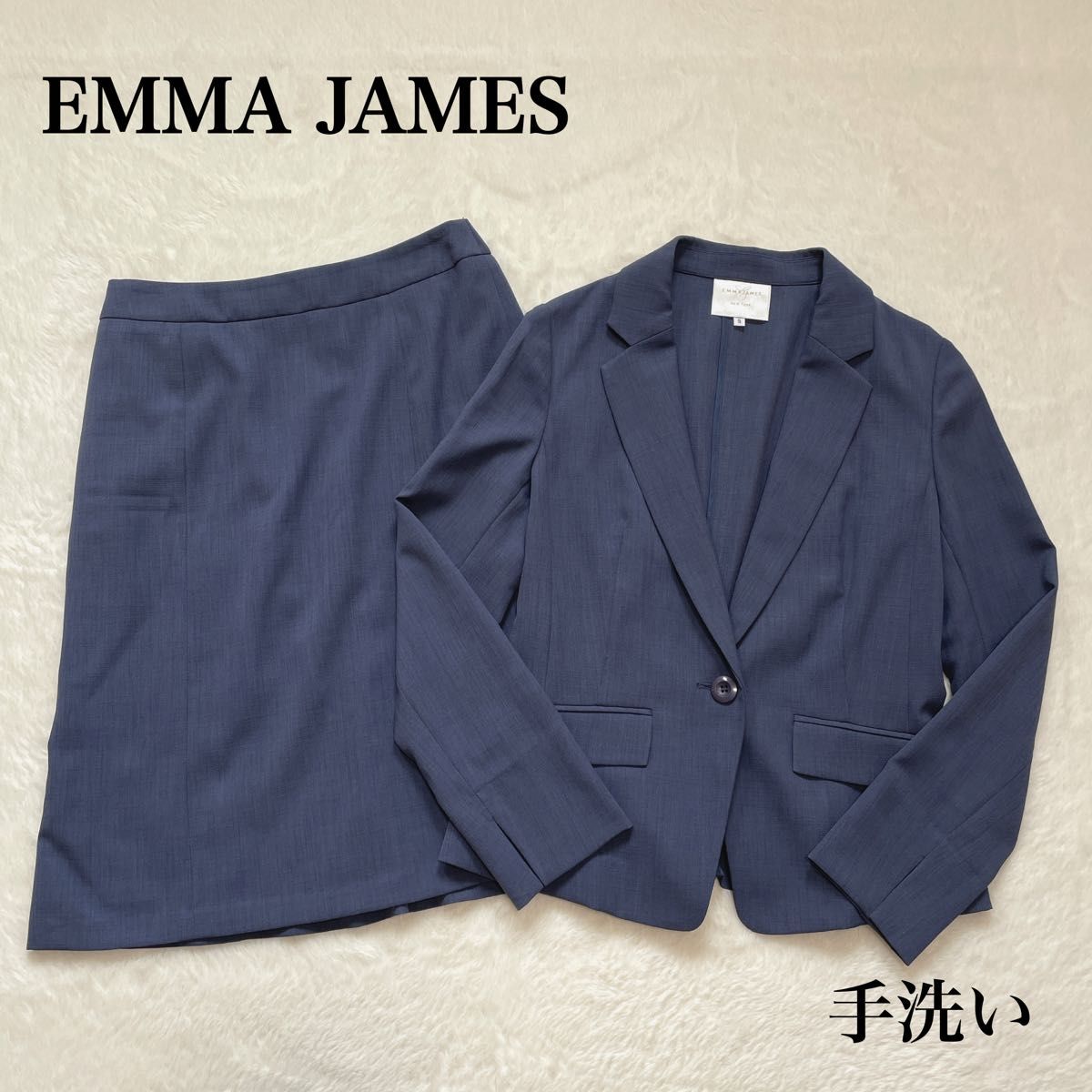 EMMA JAMES　エマジェイムス　レディーススーツ　ネイビー　手洗いスーツ　洗濯　春　夏　スカートスーツ　セットアップ