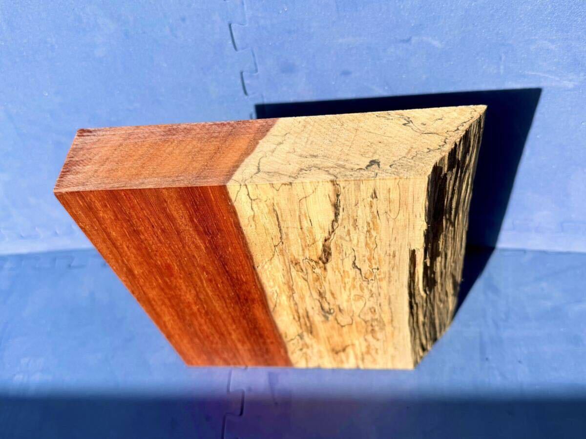 アフリカンパドウク 端材 銘木 木材 白太スポルテッド687g パドックの画像3