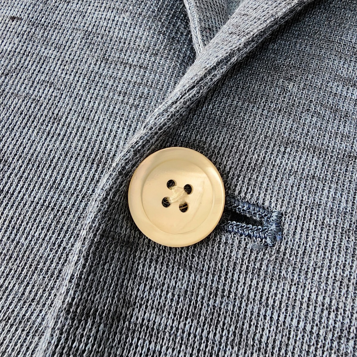 美品 L相当 Paul Stuart ポールスチュアート テーラードジャケット コットン リネン アンコン仕立て ブルー系 近年モデル 三陽商会 メンズの画像4