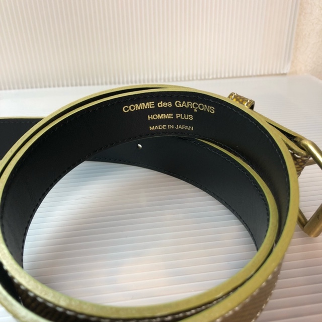 コムデギャルソンオムプリュス COMME des GARCONS ゴールド期 パイソン柄 レザーベルト S 黒 送料無料の画像5