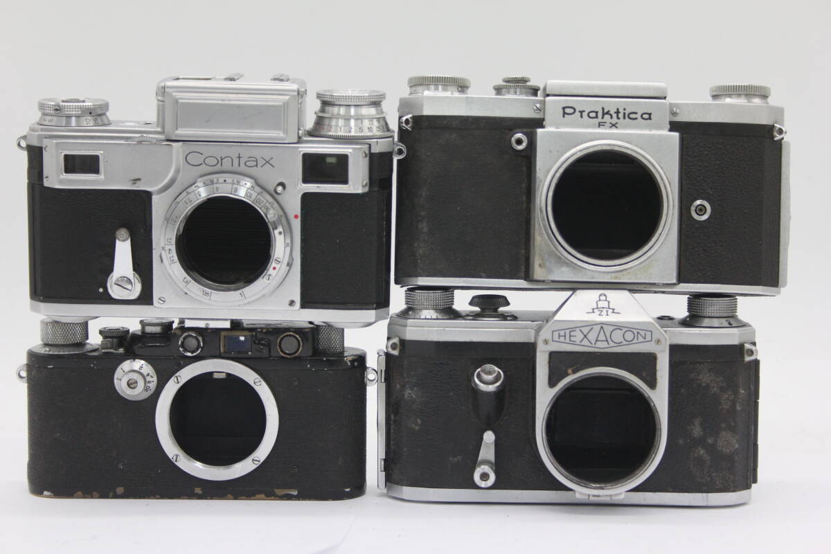 Y760 ライカ Leica DIII ブラック コンタックス Contax III型 Hexacon Praktica FX フィルムカメラボディ 4台セット ジャンク_画像2