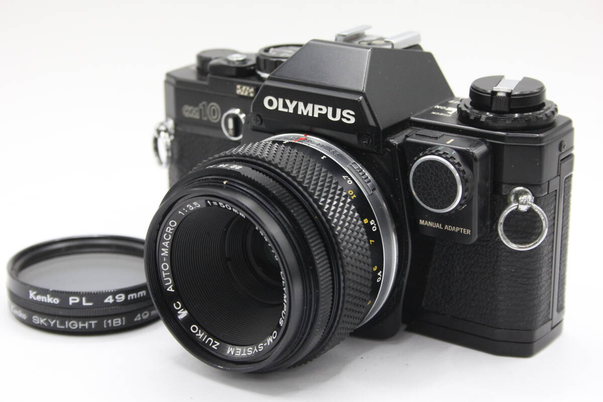 Y804 オリンパス Olympus OM10 ブラック OM-System Zuiko MC Auto-Macro 50mm F3.5 ボディレンズセット マニュアルアダプター付き ジャンクの画像1