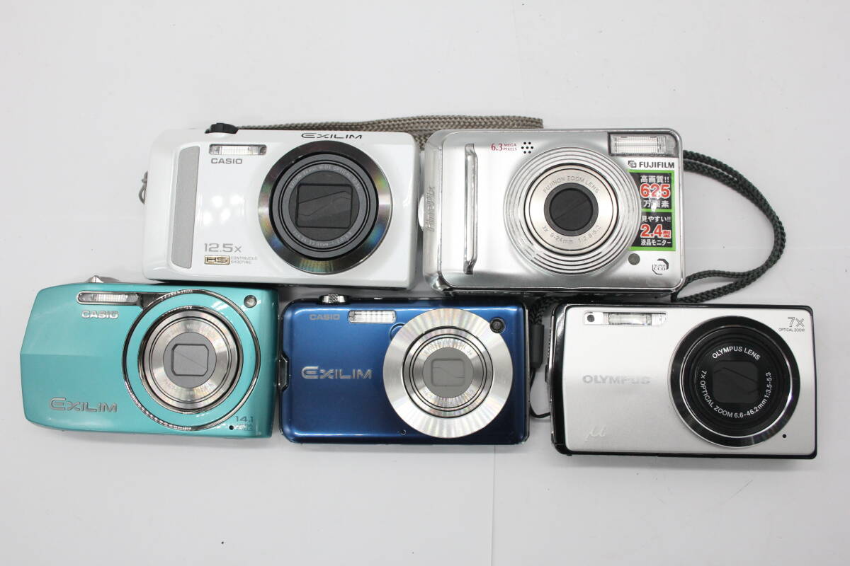 Y1013 カシオ Casio Exilim 富士フィルム Fujifilm Finepix オリンパス Olympus μ 等含む コンパクトデジタルカメラ 10個セット ジャンクの画像2