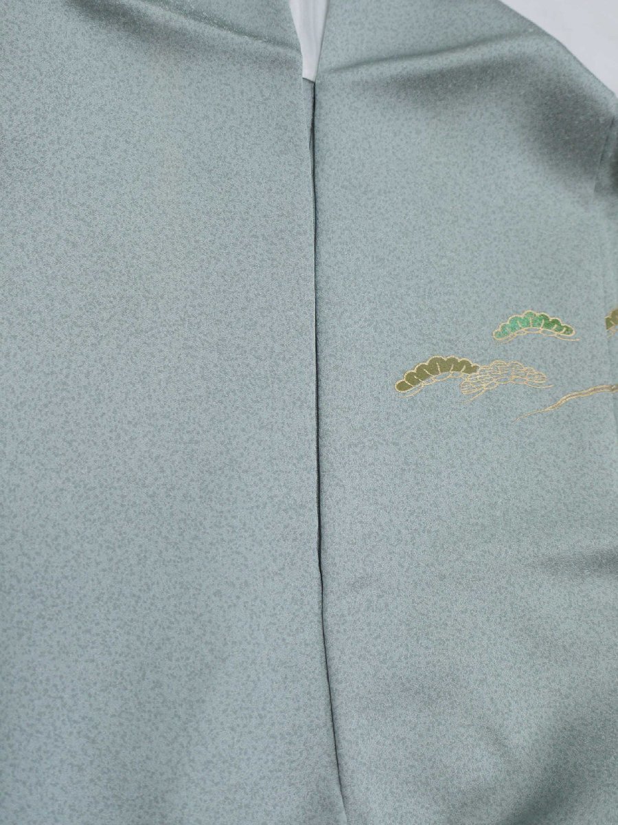 《花小袖》単衣 付下；薄御納戸鼠地 金彩で屋形と橋 舟 水辺風景・小サイズの画像9