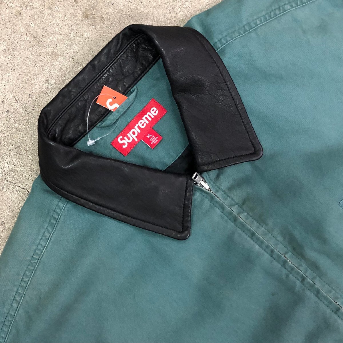 未使用品 23aw Supreme Leather Collar Utility Jacket Green XL シュプリーム レザー カラー ユーティリティー ジャケット グリーン_画像2