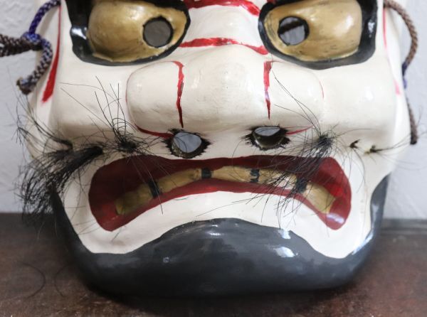 古そうな陶製の面 スサノオノミコト 須佐之男命 神楽面 ｎ519の画像3