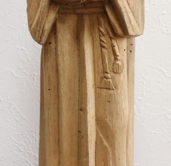 西洋アンティーク 木彫 宗教彫刻 聖フランチェスコ像 キリスト像 n506の画像4