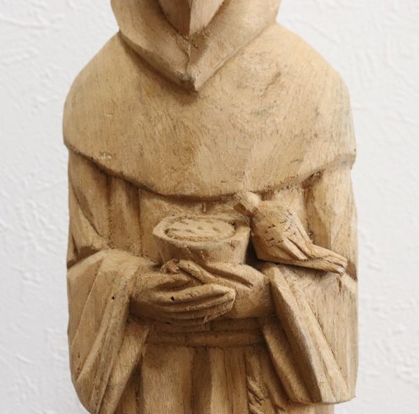 西洋アンティーク 木彫 宗教彫刻 聖フランチェスコ像 キリスト像 n506の画像3