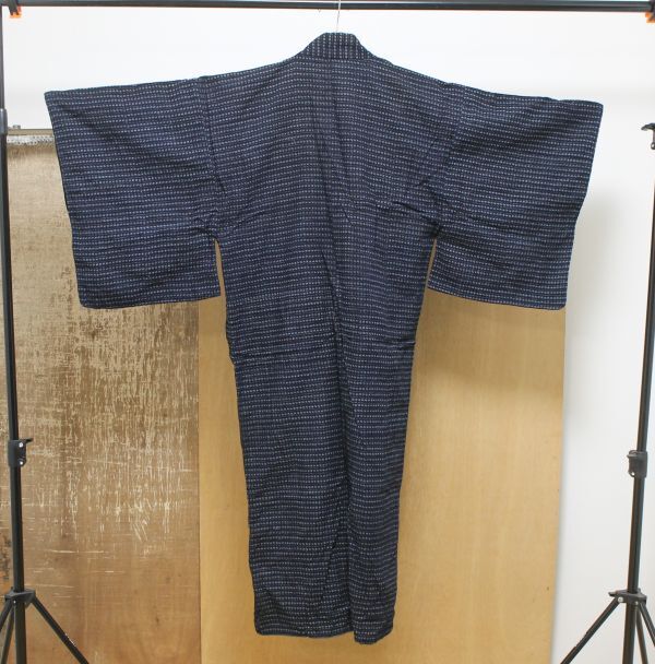 蚊絣 厚手の古い木綿の着物 古布 厚手 藍染 古裂 リメイク 麻 木綿 羽織ｎ815の画像7