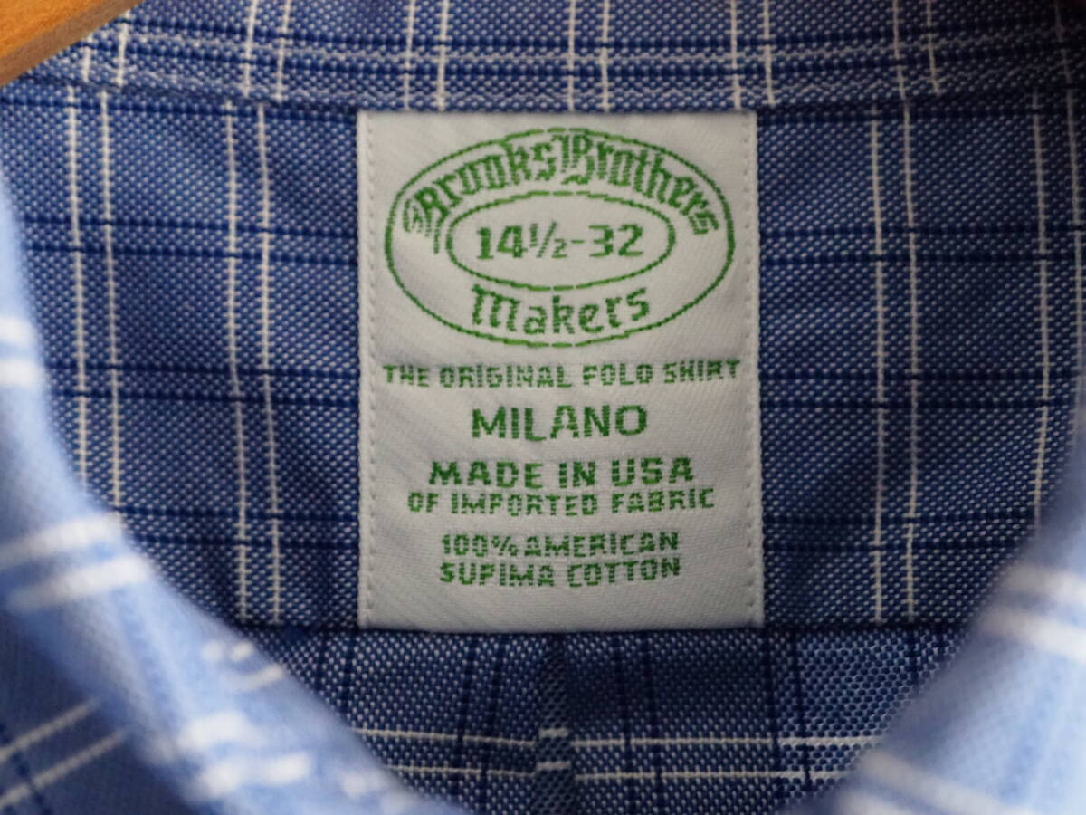 ★USA製 BROOKS BROTHERS ブルックスブラザーズ MILANO チェック BD シャツ 14 1/2-31★アメリカ製 スーピマコットン ヴィンテージ★_画像6