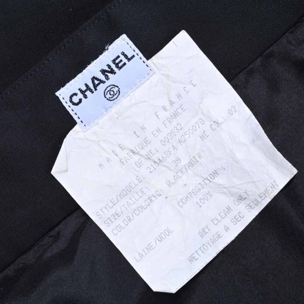 美品 CHANEL フランス製 ヴィンテージ ロゴボタン付き ウール キュロット 38 ブラック シャネル KL4BPBQL30_画像5