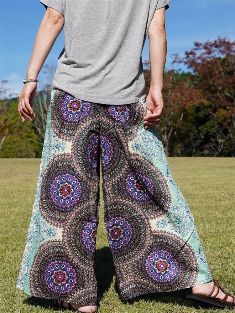 * ethnic LAP pants man dala print light color * including carriage new goods C* Asian to coil pants wide pants room wear yoga 