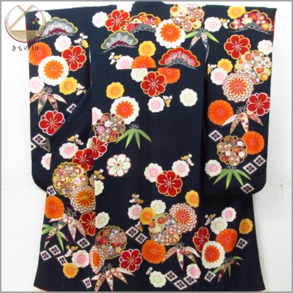 ★着物10★ 1円 逸品!! 絹 振袖 金駒刺繍 金彩 袷 身丈167cm 裄68.5cm [同梱可] ☆☆☆☆☆の画像1