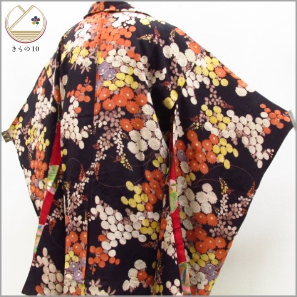* кимоно 10* 1 иен шелк длина перо тканый античный . длина 93cm.61cm [ включение в покупку возможно ] ***