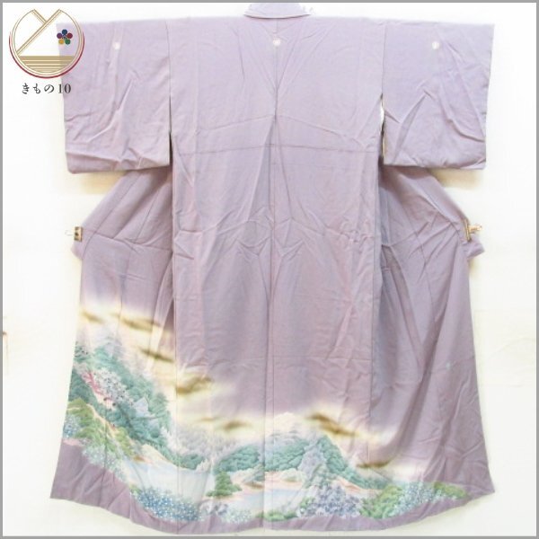 * kimono 10* 1 jpy silk tomesode author thing three . ratio wing attaching . length 160cm.64.5cm [ including in a package possible ] **