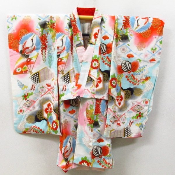 * кимоно 10* 1 иен шелк ребенок кимоно для девочки золотая краска соотношение крыло имеется . длина 83cm.40cm [ включение в покупку возможно ] **