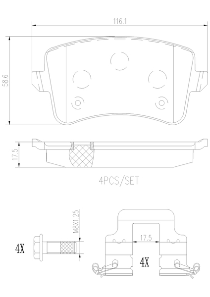 S4 8KCGWF ブレーキパッド リア左右セット ブレンボ セラミックパッド P85 099N brembo CERAMIC PAD リアのみ ブレーキパット_画像4