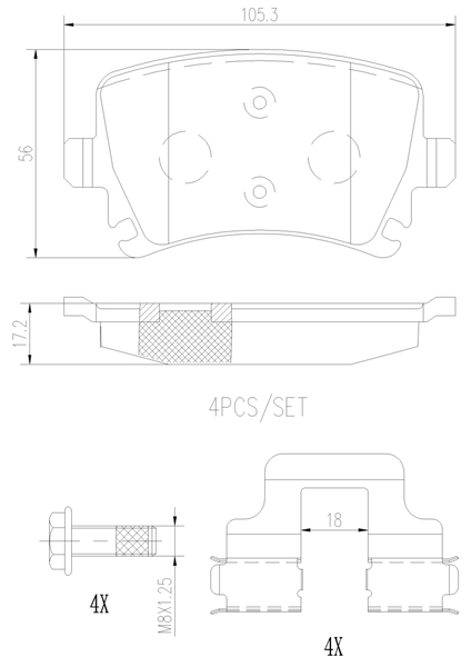 ジェッタ 1KAXX ブレーキパッド リア左右セット ブレンボ セラミックパッド P85 073N brembo CERAMIC PAD リアのみ Jetta ブレーキパット_画像4