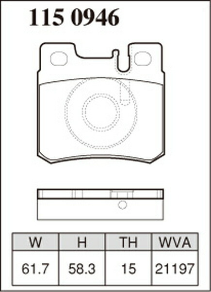 W124(ワゴン) 124088 ブレーキパッド リア左右セット ディクセル Zタイプ 1150946 DIXCEL リアのみ E-Class WAGON ブレーキパット_画像3