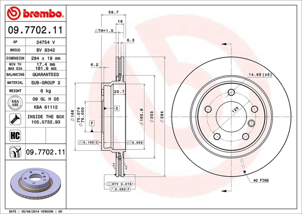 ブレンボ ブレーキディスク リア左右セット 3シリーズ E46(ツーリング) AV25/AM28 09.7702.11 brembo BRAKE DISC ブレーキローター_画像2