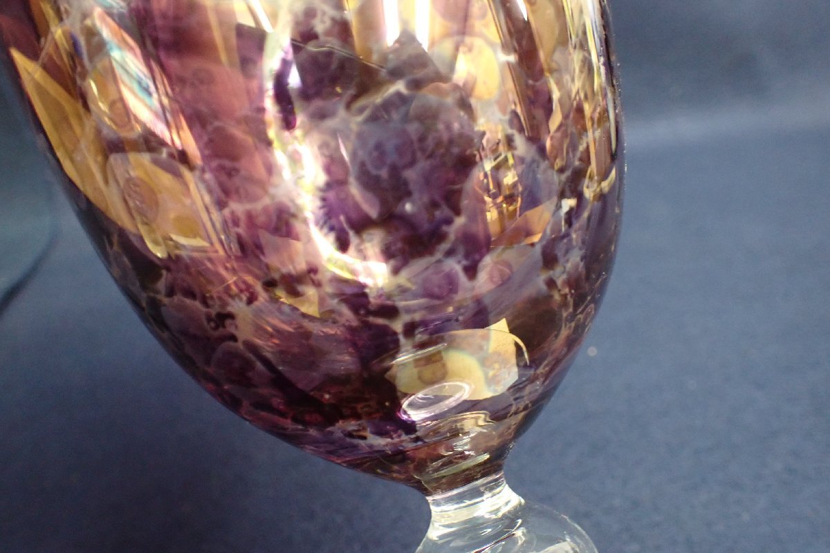 ★040952 テレジアンタール Theresienthal ババリア Handarbeit フラワーベース ガラス製★ の画像5