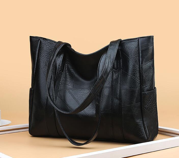1 иен ~ большая сумка мужской кожа ягненка большая сумка кожа большая сумка сумка женский овечья кожа чёрный /79
