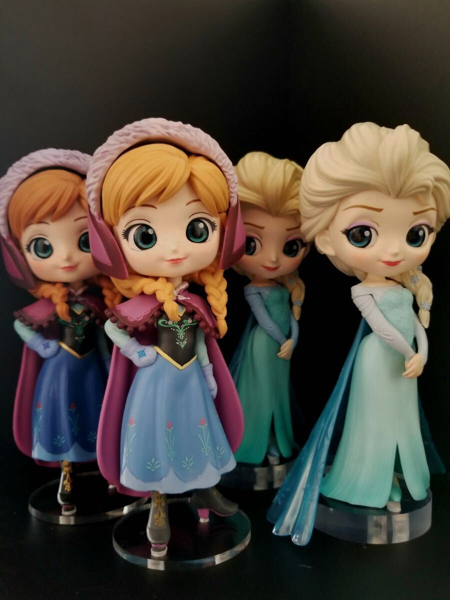 Qposket Disney Characters Anna【アナ】 & Elsa 【エルサ】 4種（通常カラー & レアカラー（パステルカラー）） 用台座