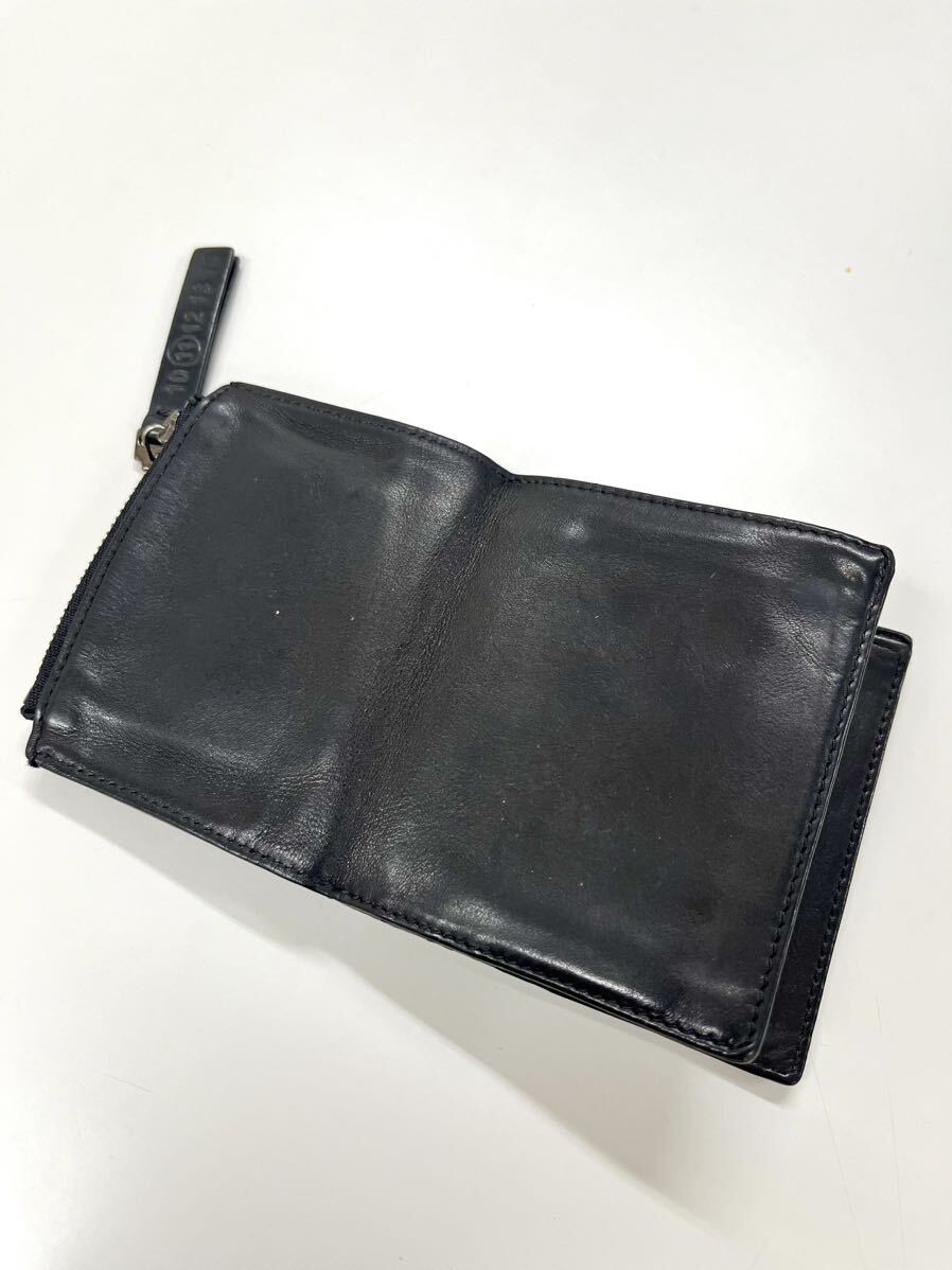 Maison Margiela メゾンマルジェラ フリップフラップ 二つ折り財布 レザーウォレット 折りたたみ メンズ ブラックの画像4