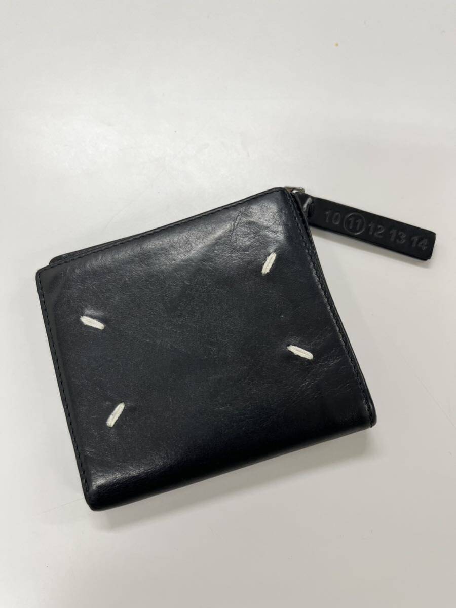 Maison Margiela メゾンマルジェラ フリップフラップ 二つ折り財布 レザーウォレット 折りたたみ メンズ ブラックの画像1