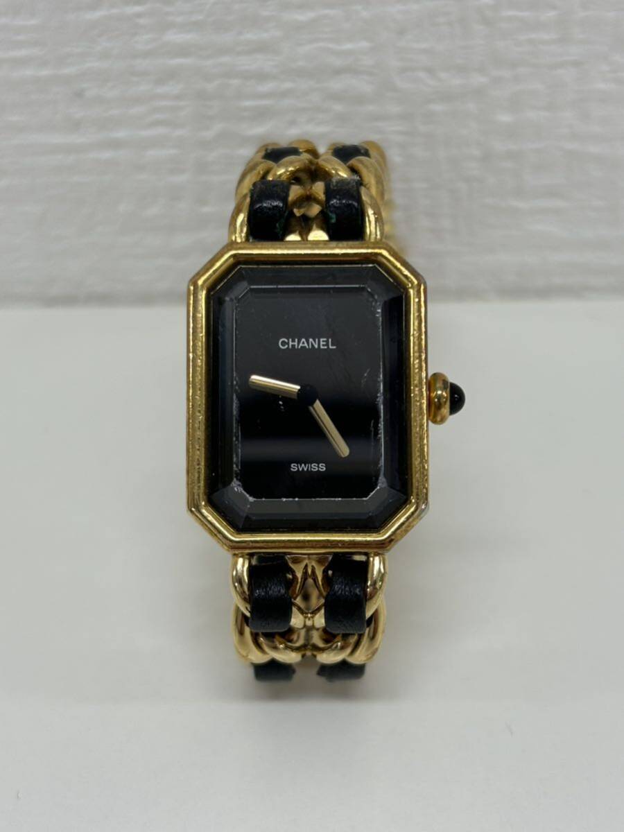 CHANEL シャネル プルミエール Sサイズ レディース クオーツ 腕時計 ブラック×ゴールド ヴィンテージ 黒文字盤の画像1