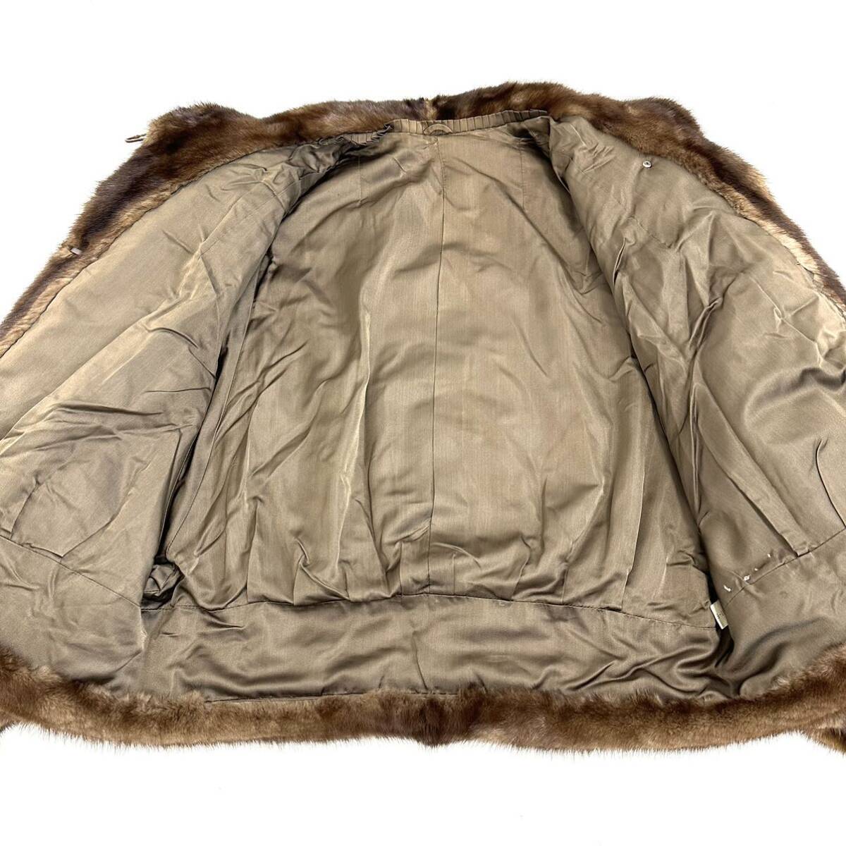 【貂商】h2822 ミンク ハーフコート デザインコート パステル ブラウン セミロング ミンクコート 貂皮 mink身丈 約60cmの画像8