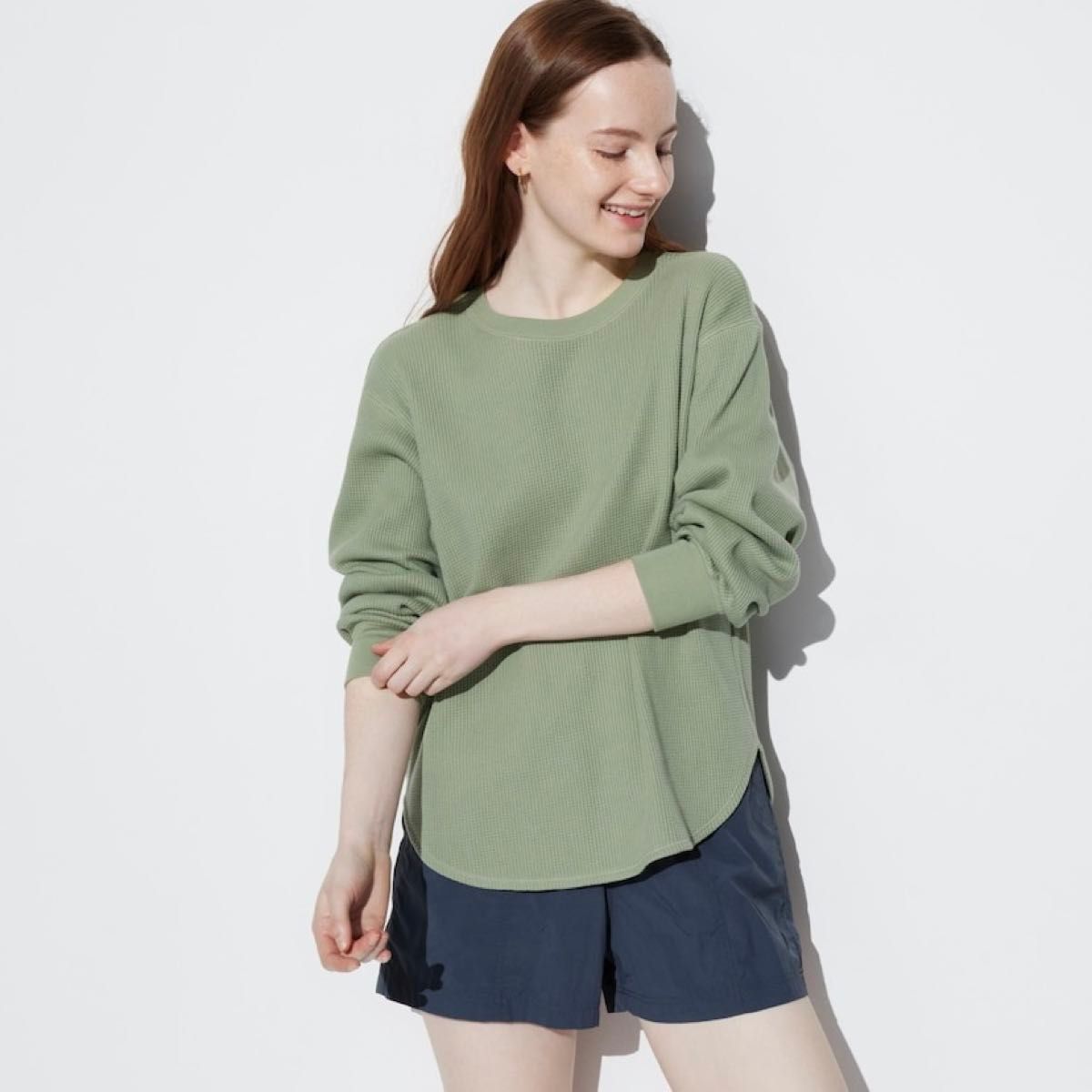UNIQLO ユニクロ ワッフルクルーネックT グリーン Sサイズ 新品 UNIQLO ユニクロ ワッフルクルーネックT グリーン Sサイズ 新品