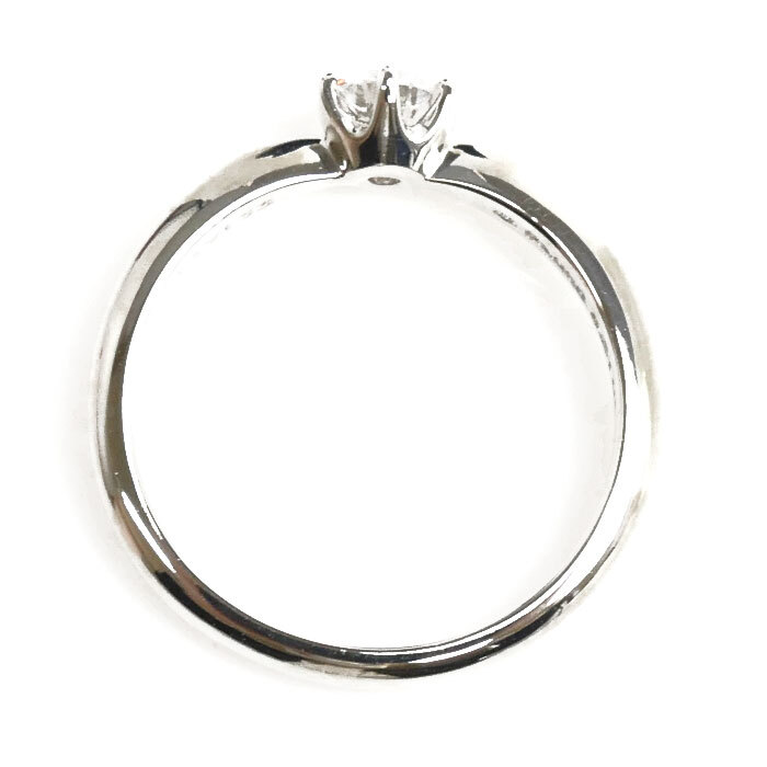 MIKIMOTO Mikimoto Pt950 платина один шарик кольцо с бриллиантом * кольцо бриллиант 0.31ct 9 номер 3.4g женский б/у прекрасный товар 