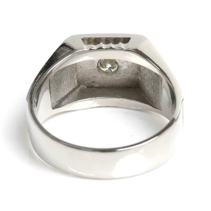 Pt900 платина печатка кольцо * кольцо бриллиант 0.34ct 19.5 номер 15.5g мужской б/у прекрасный товар 