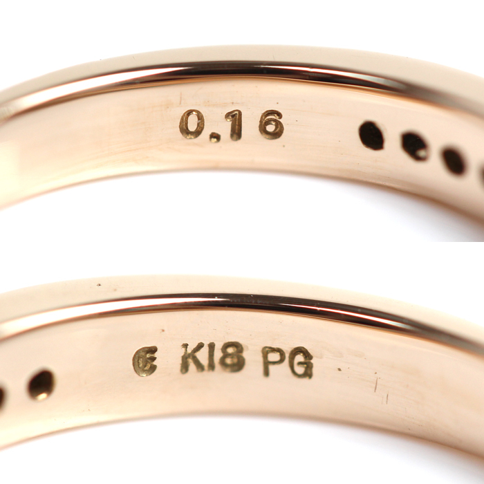 ESTELLE エステール K18PG ピンクゴールド ハーフエタニティ リング・指輪 ダイヤモンド0.16ct 10号 3.5g レディース 中古 美品の画像5