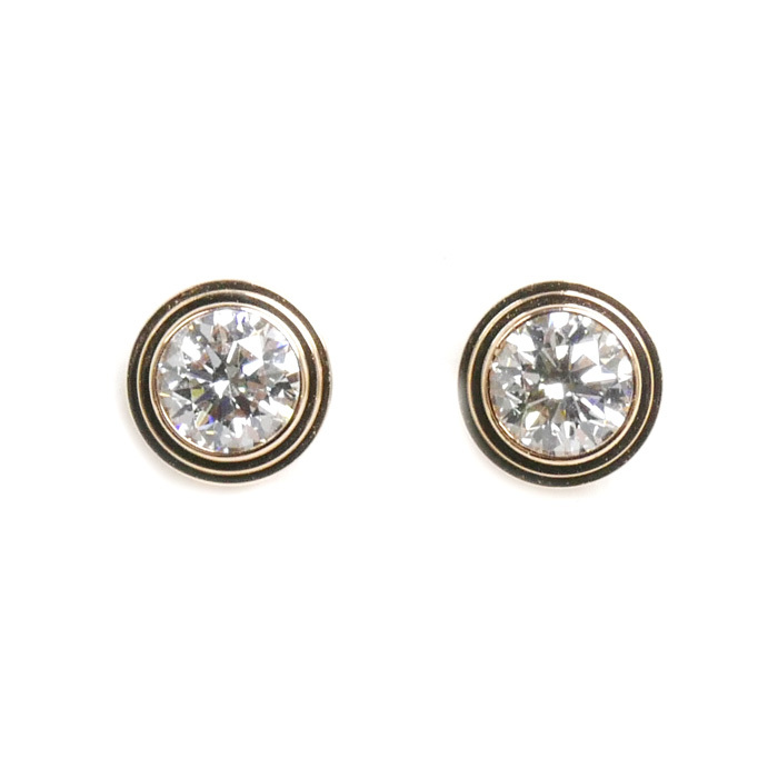 上品スタイル ダムール ピンクゴールド K18PG カルティエ CARTIER MM 美品 中古 レディース 2.0g ダイヤモンド B8041500 ピアス ダイヤ イヤリング、ピアス
