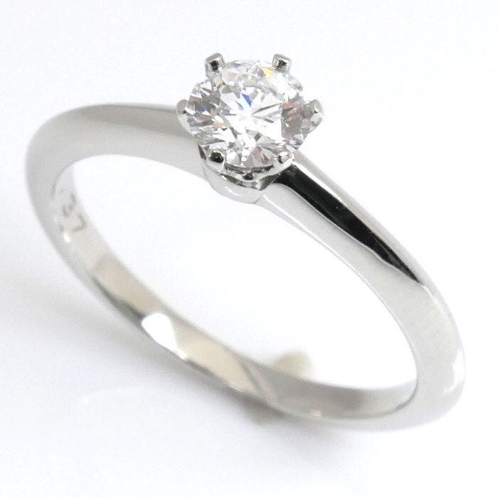 当店だけの限定モデル Pt950プラチナ ティファニー TIFFANY&Co. ソリティア 美品 中古 レディース 3.5g 11号 ダイヤモンド0.37ct リング・指輪 プラチナ
