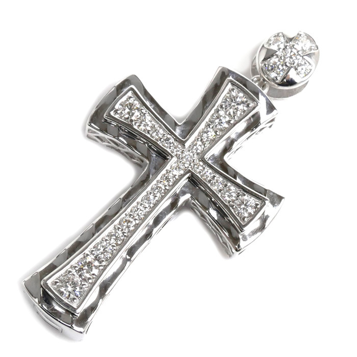 安価 ゆきざき K18WG 美品 中古 ユニセックス 10.4g ダイヤモンド0.75ct W50109WGWD ペンダントトップ ダイヤ クロス ヨビコ ホワイトゴールド ゴールド