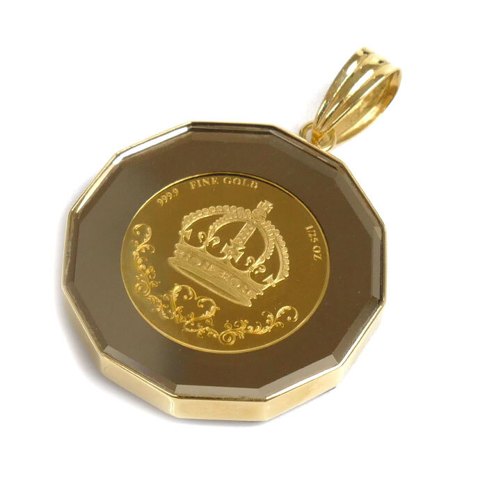経典 ペンダントトップ 1/25OZ glory K24YG/K18YG 5.2g 中古 レディース 両面ガラス イエローゴールド