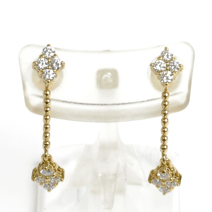 クリスマスツリー特価! ピアス イエローゴールド K18YG 星の砂 sand star ダイヤモンド0.24ct/0.24ct 美品 中古 レディース 1.9g イエローゴールド台