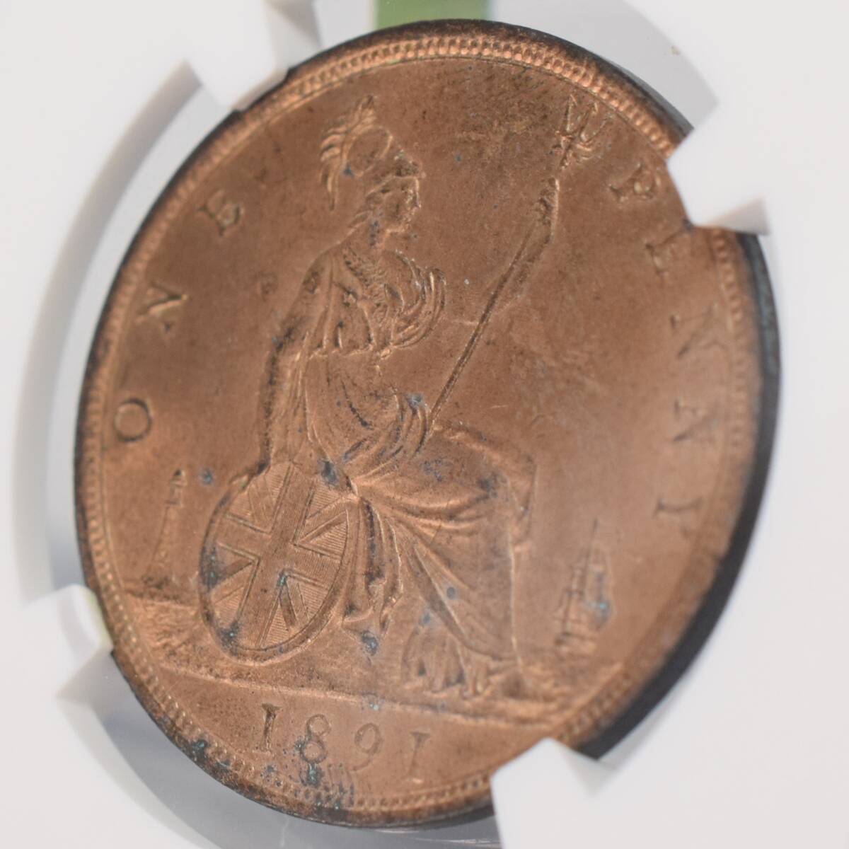 【★激レア品★状態激渋★高鑑定】1891年 イギリス ヴィクトリア女王 1ペニー 銅貨 NGC MS64RB ビクトリア女王 アンティークコインの画像7