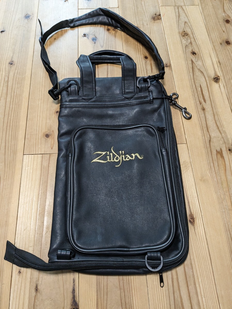 ZILDJIAN Zildjian ジルジャン セッション ドラム スティック バッグ ブラック 皮革製 ストラップ付 当時物 超美品 H49cm W29cm 大容量の画像2
