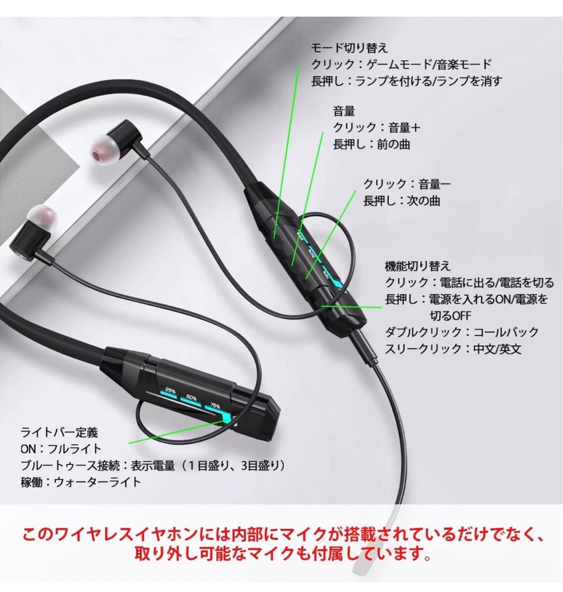 Bluetooth5.2 イヤホン ワイヤレスイヤホン 首かけイヤホン スポーツ