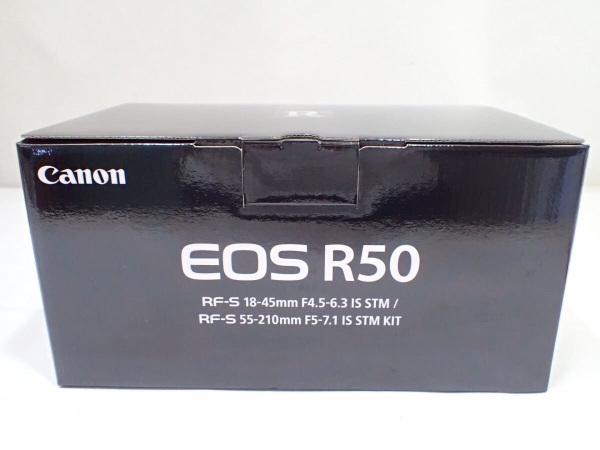 k4610 / 未使用 デジタル ミラーレス 一眼 カメラ ダブルズームキット CANON EOS R50 18-45mm F4.5-6.3 55-210mm F5-7.1 ブラック 現状品