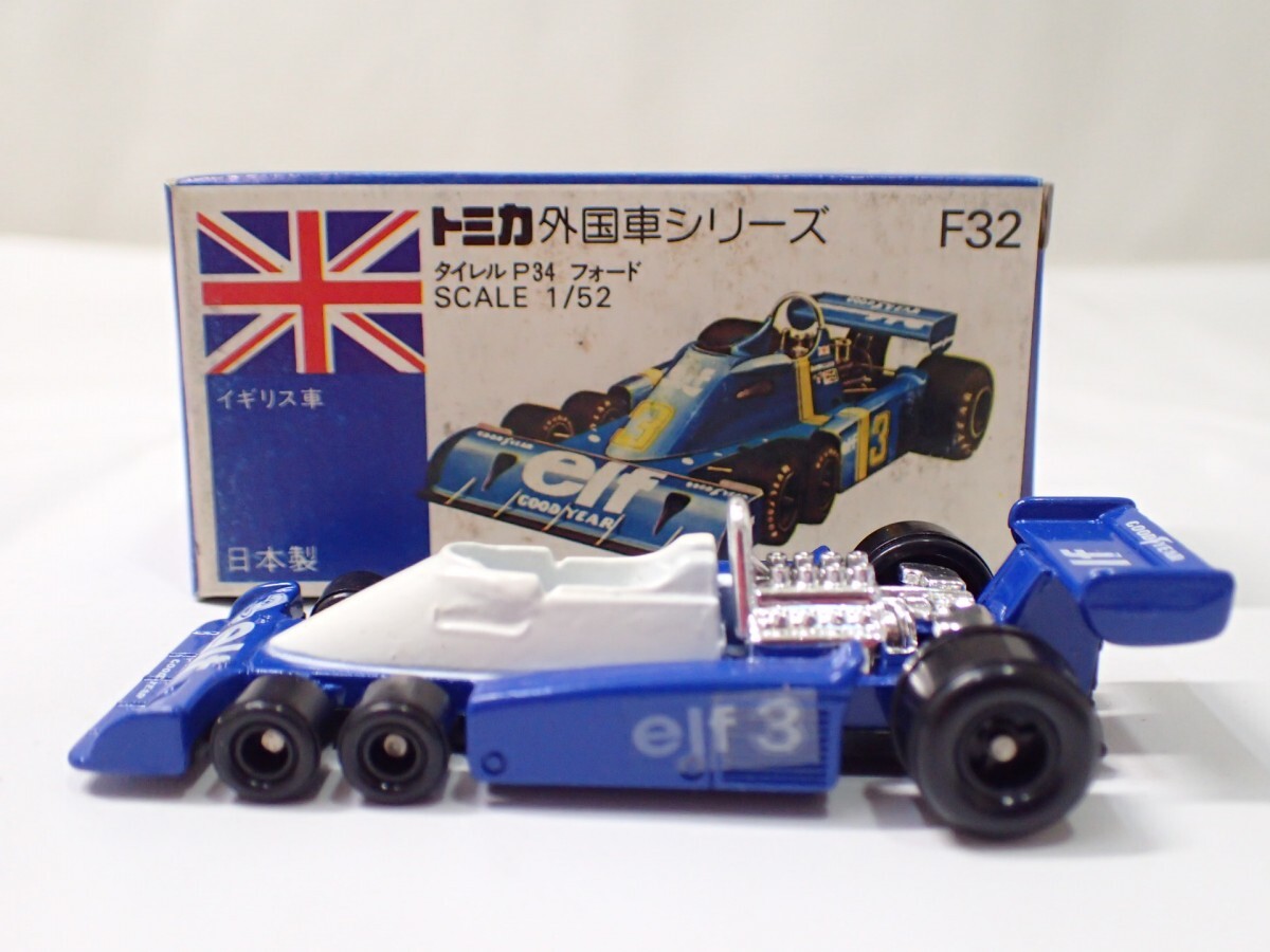 m2335 / 未使用 保管品 トミカ 日本製 F32 タイレル P34 フォード イギリス車 青箱 外国車シリーズ トミー TYRRELL P34 FORD 当時物 現状品の画像2