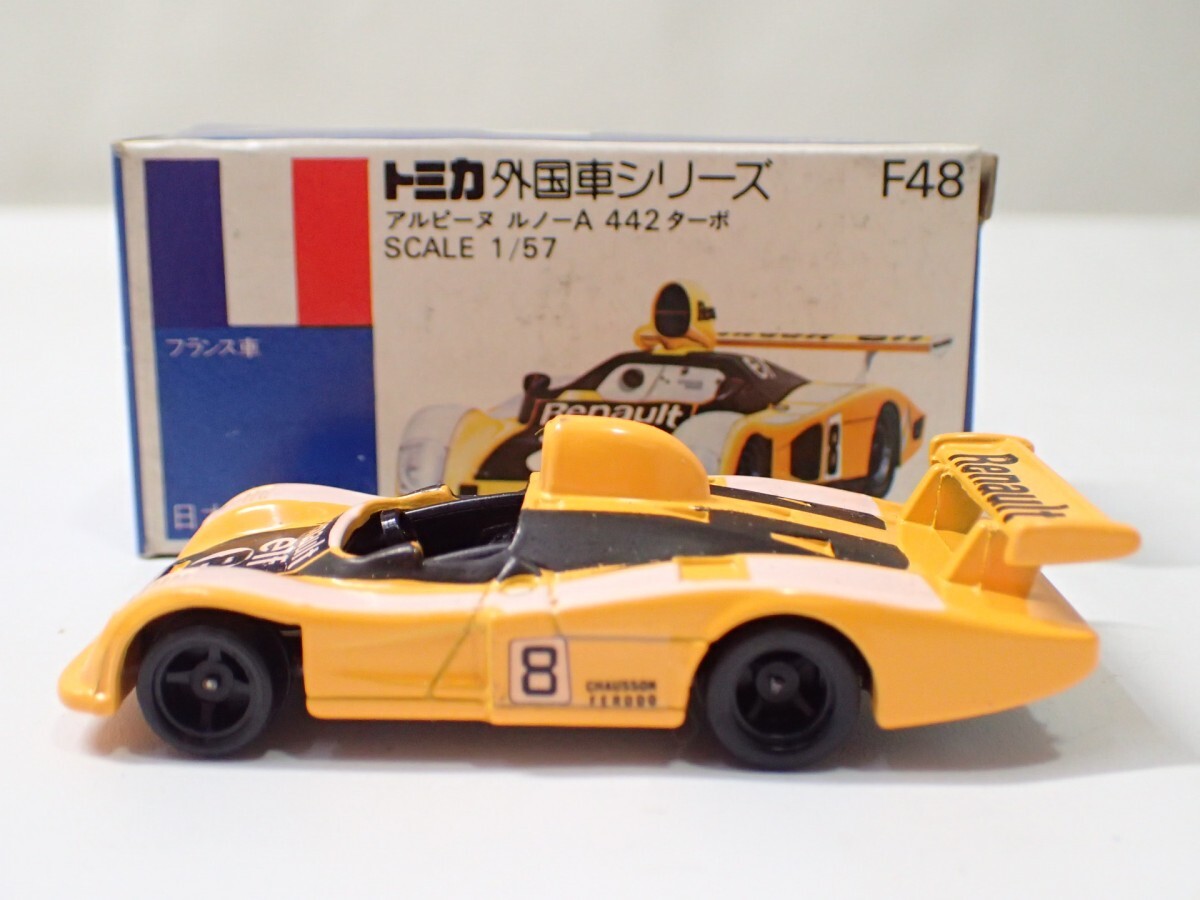 m2358 / 未使用 保管品 トミカ 日本製 F48 アルピーヌ ルノーA 442 ターボ フランス車 青箱 外国車シリーズ トミー TOMICA 当時物 現状品_画像2