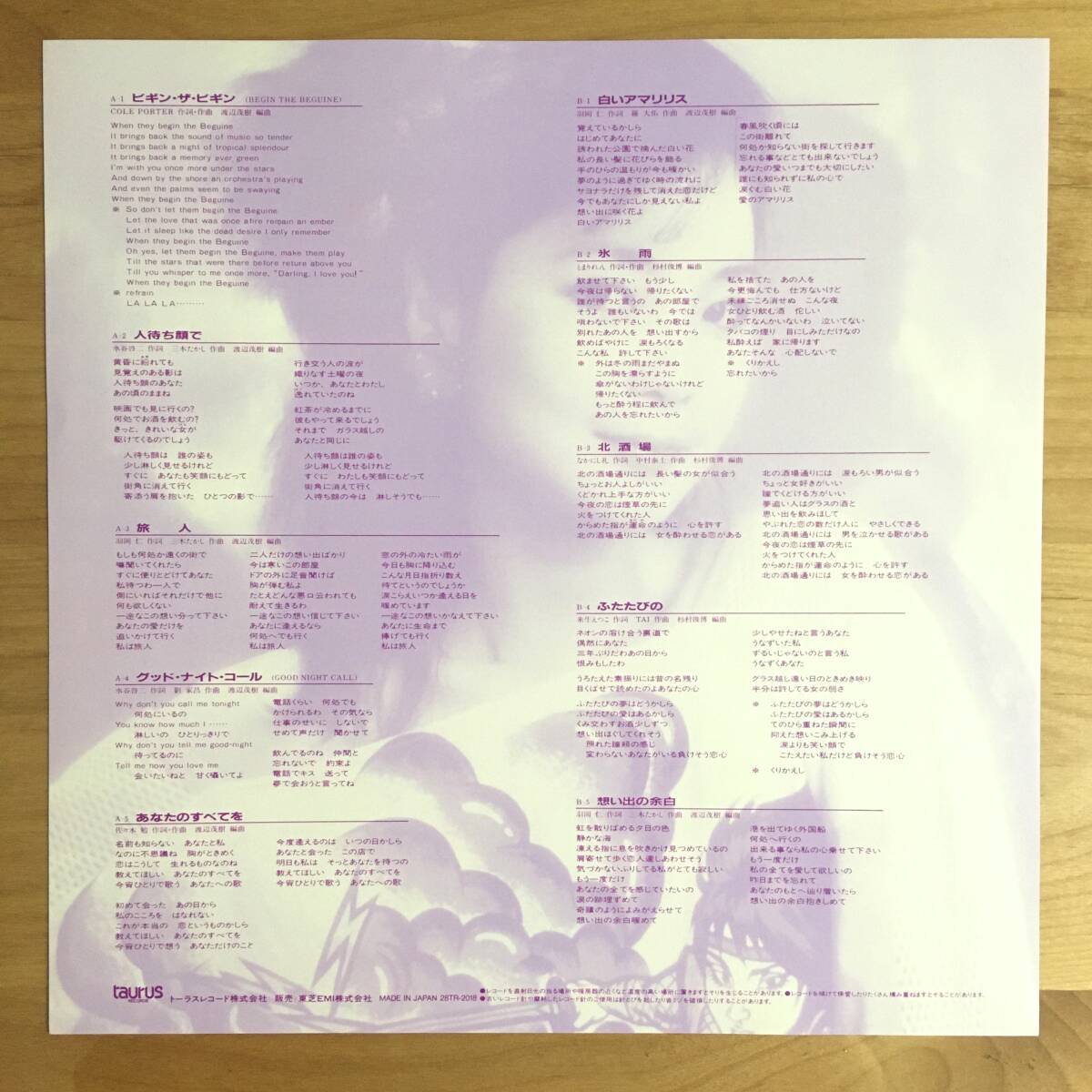 【帯付 見本盤プロモ 盤美品】 テレサ・テン 鄧麗君 / 旅人 (28TR-2018) 検 Taurus TERESA TENG OBI JAPAN PROMO LP 日本盤 国内盤 非売品_画像5