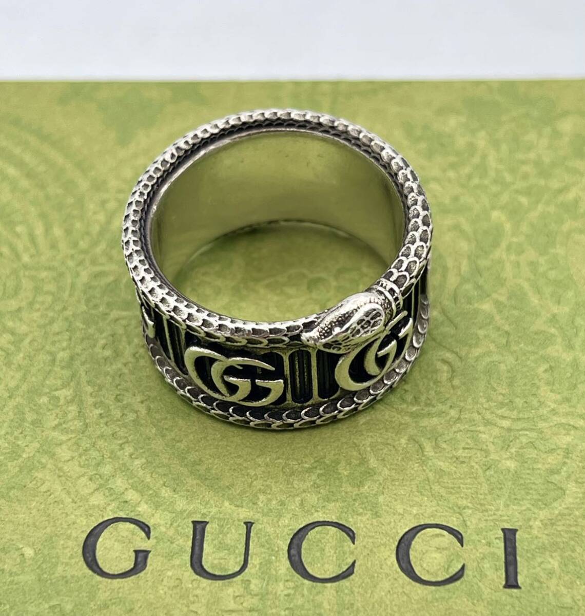 GUCCI グッチ 指輪 リング アラベスク スネーク シルバー925 表記24号 アクセサリー メンズ 1697AR 箱付きの画像3