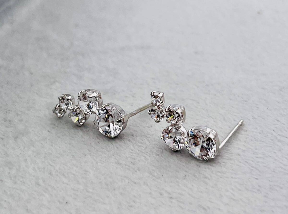 K14WGカラーストーン ピアス 14金 ホワイトゴールド アクセサリー スタッドピアス サイズ約14×7mm 重量約1.22g_画像3