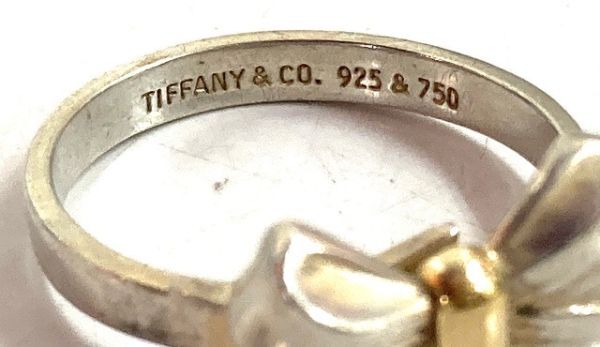 TIFFANY&Co. ティファニー リボン リング K18 750 SV925 スターリングシルバー ゴールド コンビ 指輪 18号 fah 4A933_画像7